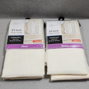 Mainstays 63-Inch x2 Fresh Ivory Sheer Rod Pocket Panel Curtains  59"Wx63"L NIP